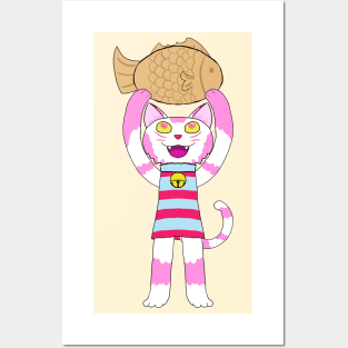 Chibi Cat w/ Taiyaki Cake 2 Posters and Art